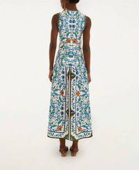 Farm Rio - Flora Tile Scallop Linen Maxi Dress