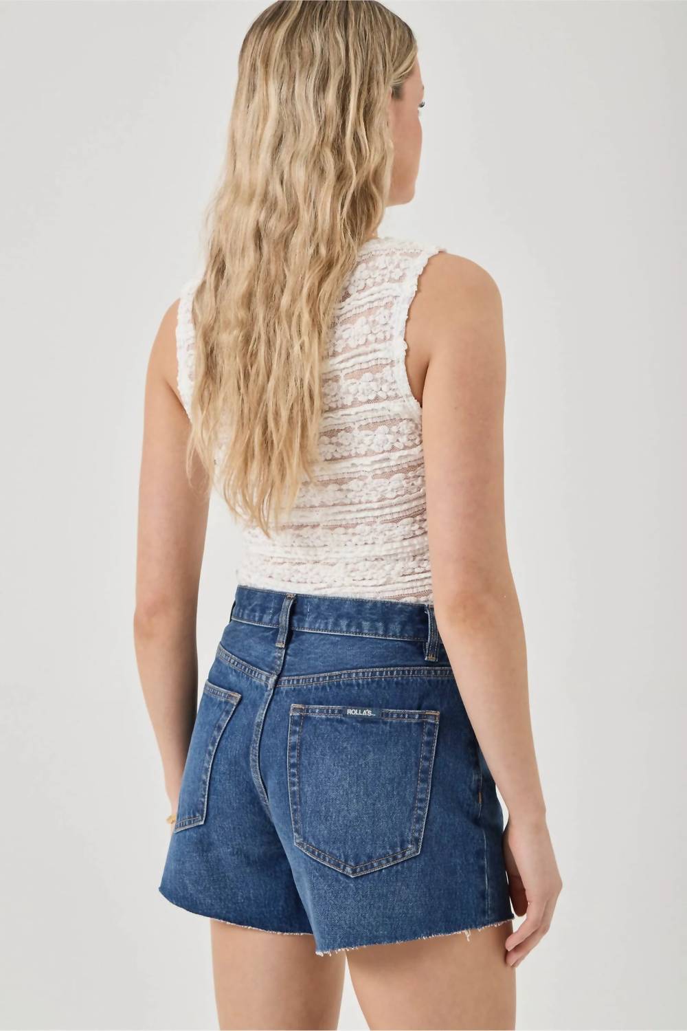ROLLA'S Lou High Rise Shorts in paris blue - women's shorts - detail view