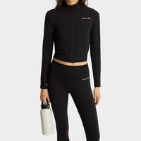 Sporty and Rich Syracuse Cropped Full-zip Sport Jacket in black - women's jacket