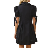 Tcec - Collared V Neckline Pleated Detail A Line Dress