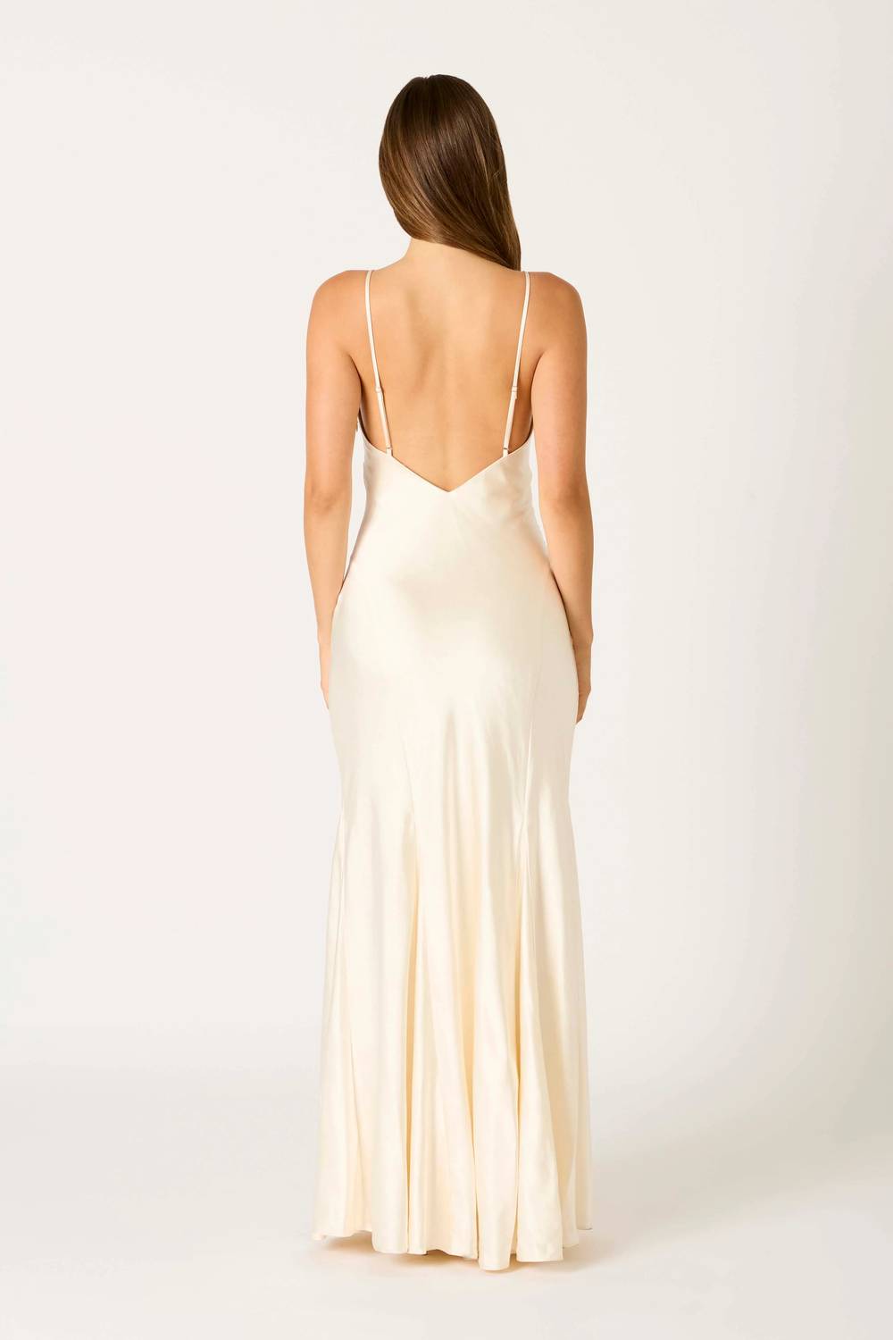 Cotton Candy La - Elvira Fluted Satin Maxi Slip Dress