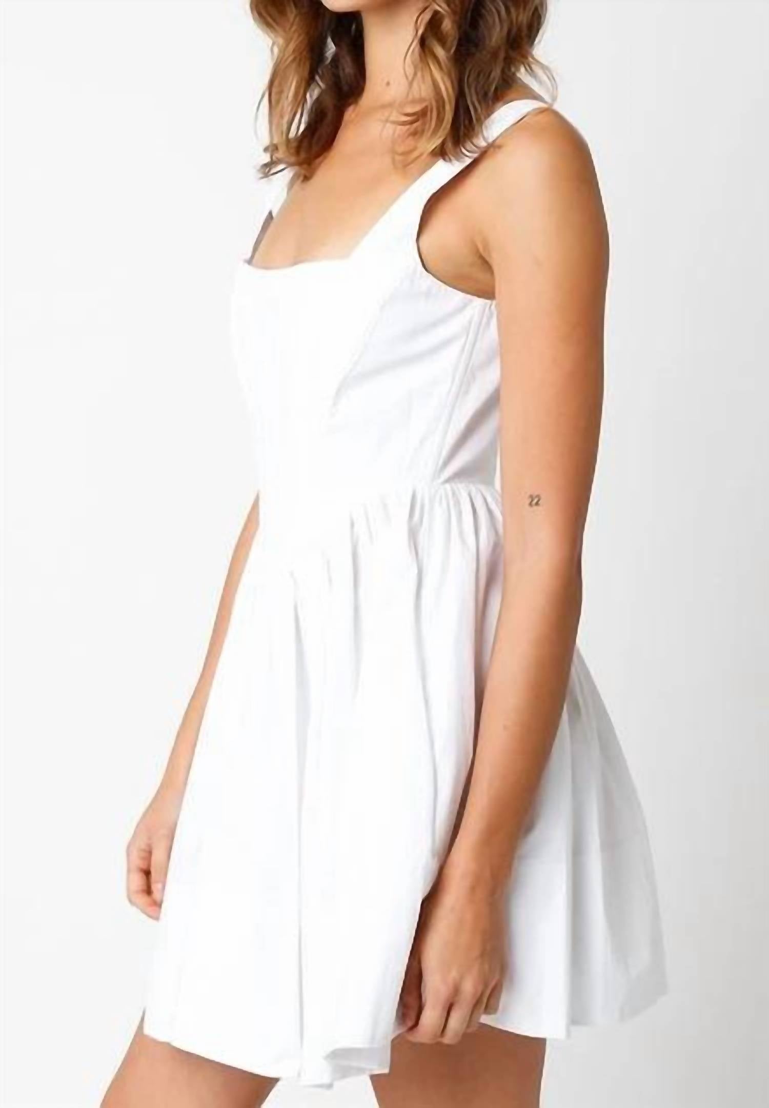 Olivaceous - Mila Cotton Poplin Bustier Boned Flare Mini Dress