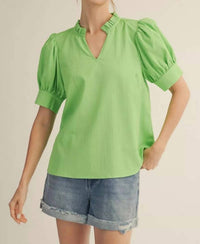 Jodifl Butter Me Up Top in apple green - women's blouse