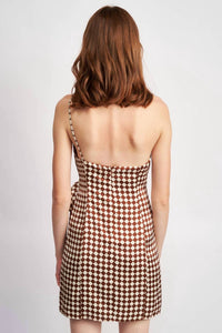 Emory Park - One Shoulder Wrapped Checkerboard Dress