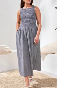 Tribal - Ruched Bodice Sleeveless Dress