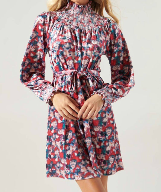 Blurred Floral Velvet Dress