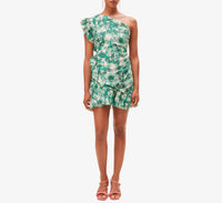 Suncoo One Shoulder Floral Dress in green 1 - women's dress