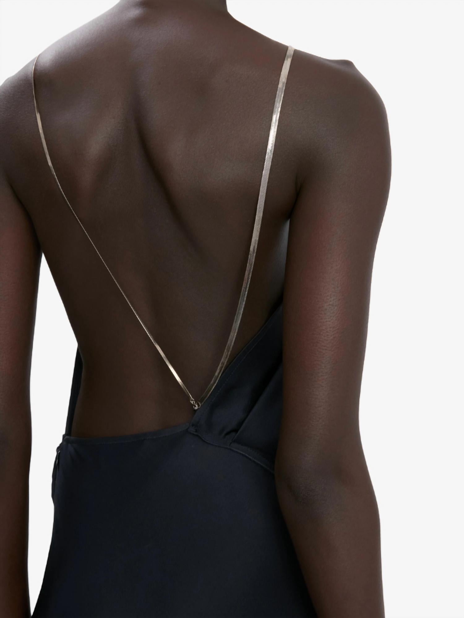 VICTORIA BECKHAM Chain Halter Gown in navy - women's dress - view 5
