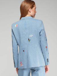 Vilagallo - Heather Embroidered Denim Raya Jacket