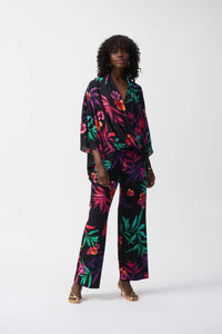 Joseph Ribkoff - Georgette Tropical Print Wrap Top