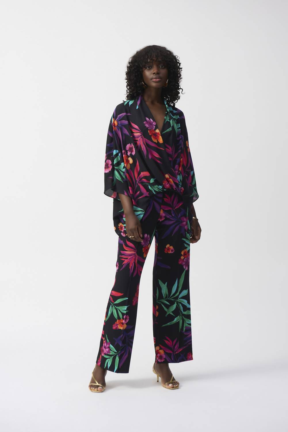 Joseph Ribkoff - Georgette Tropical Print Wrap Top