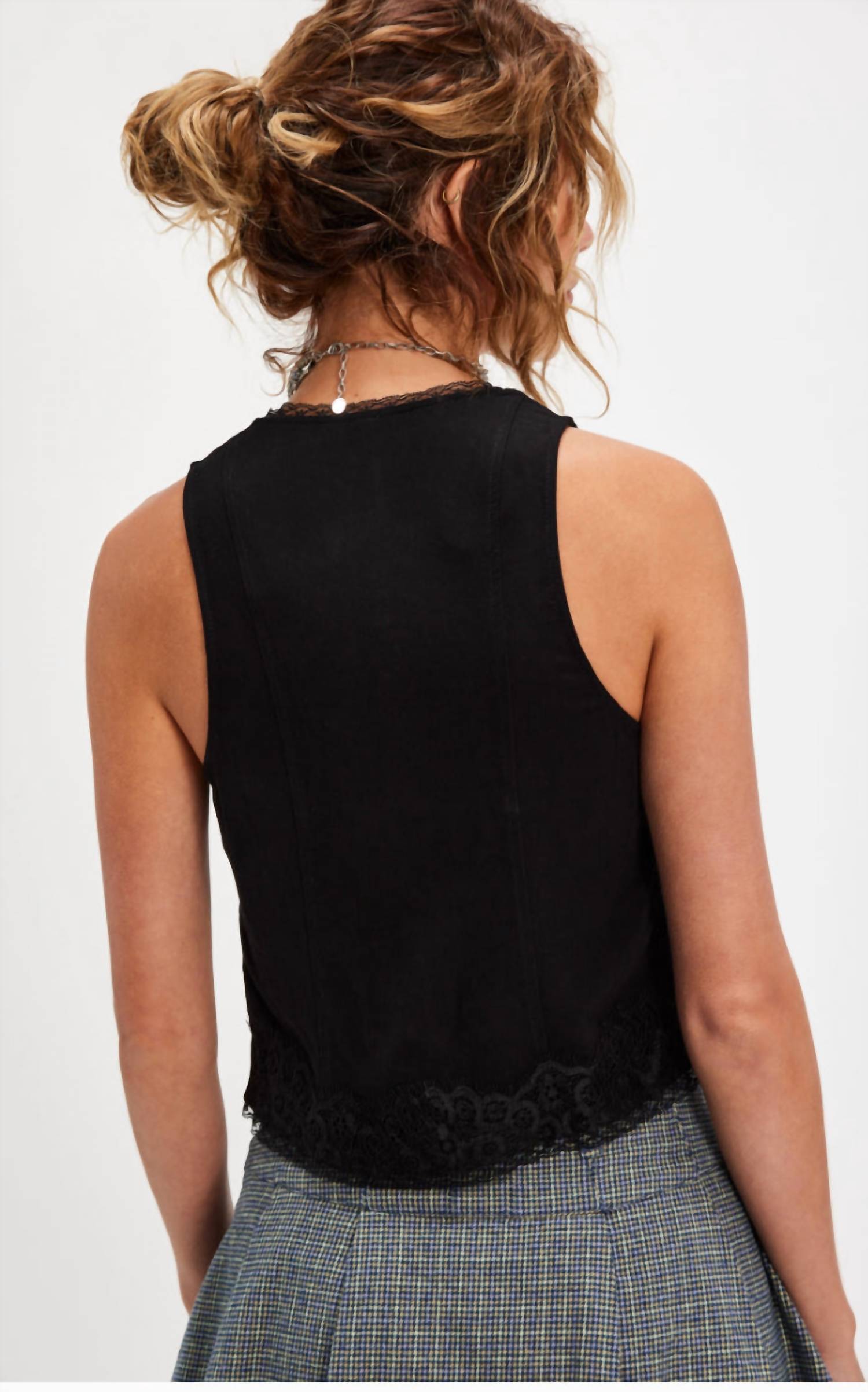 Free People Jaida Vest in black - women's jacket - detail view