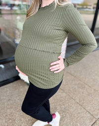 Hello Miz - Ribbed Knit Nursing Maternity Top