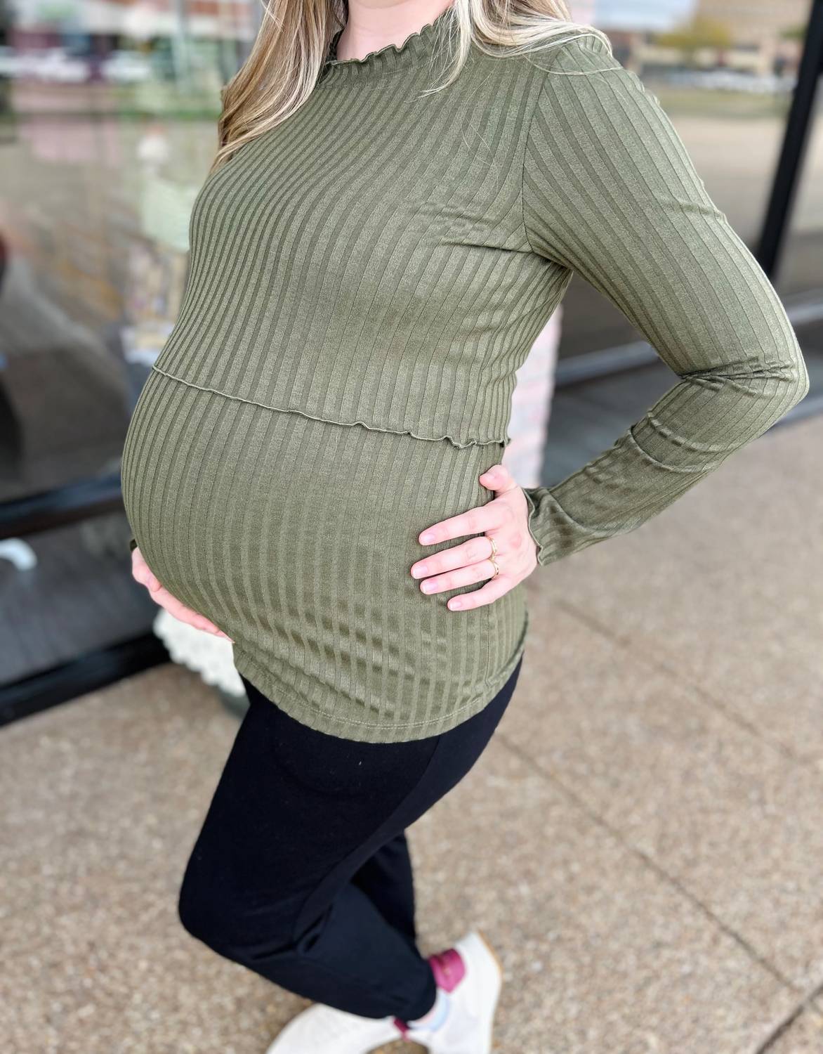 Hello Miz - Ribbed Knit Nursing Maternity Top