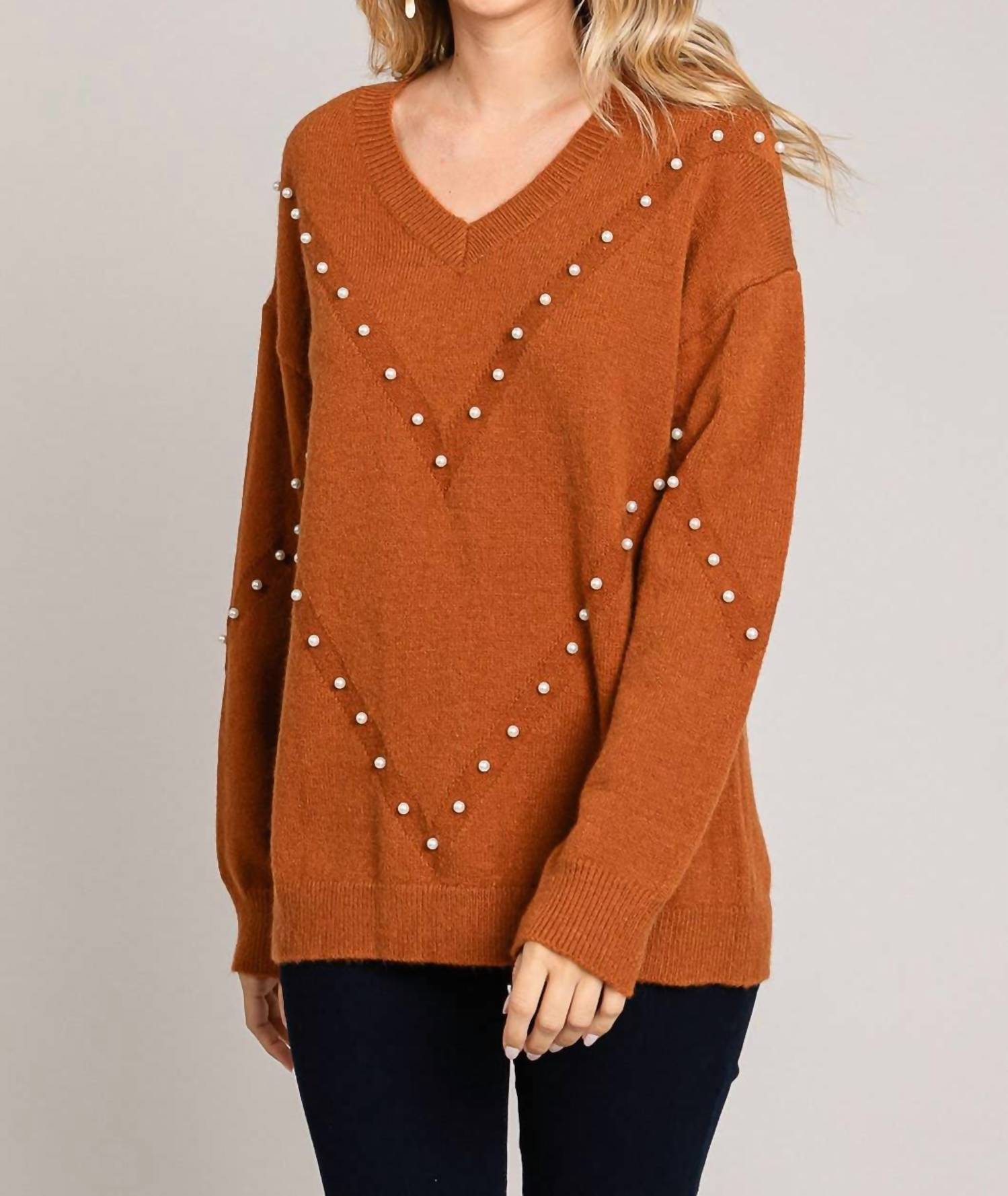 Cotton Bleu - Pearl V-Neck Sweater