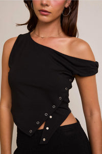 LE LIS Snap Button Top in black - women's shirt - view 4