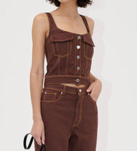 Stine Goya - Cropped Denim Bustier Top