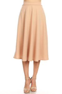 Moa Collection - Women's Solid Basic Casual Midi Skirt
