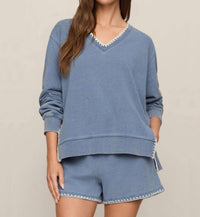 Z Supply - Cam Knit Denim Whipstitch Top