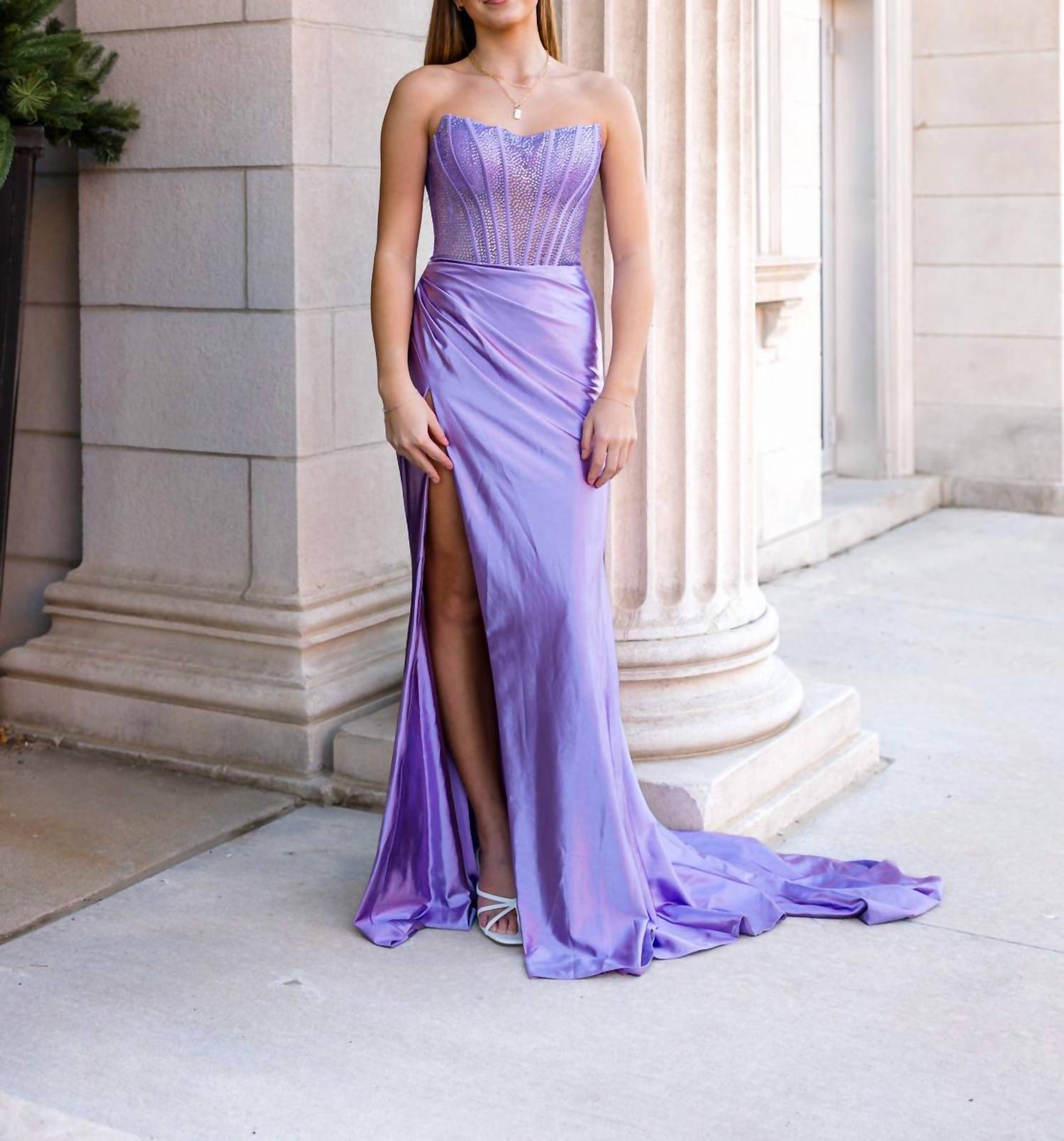 Sherri Hill Strapless Prom Dress in purple - women's dress