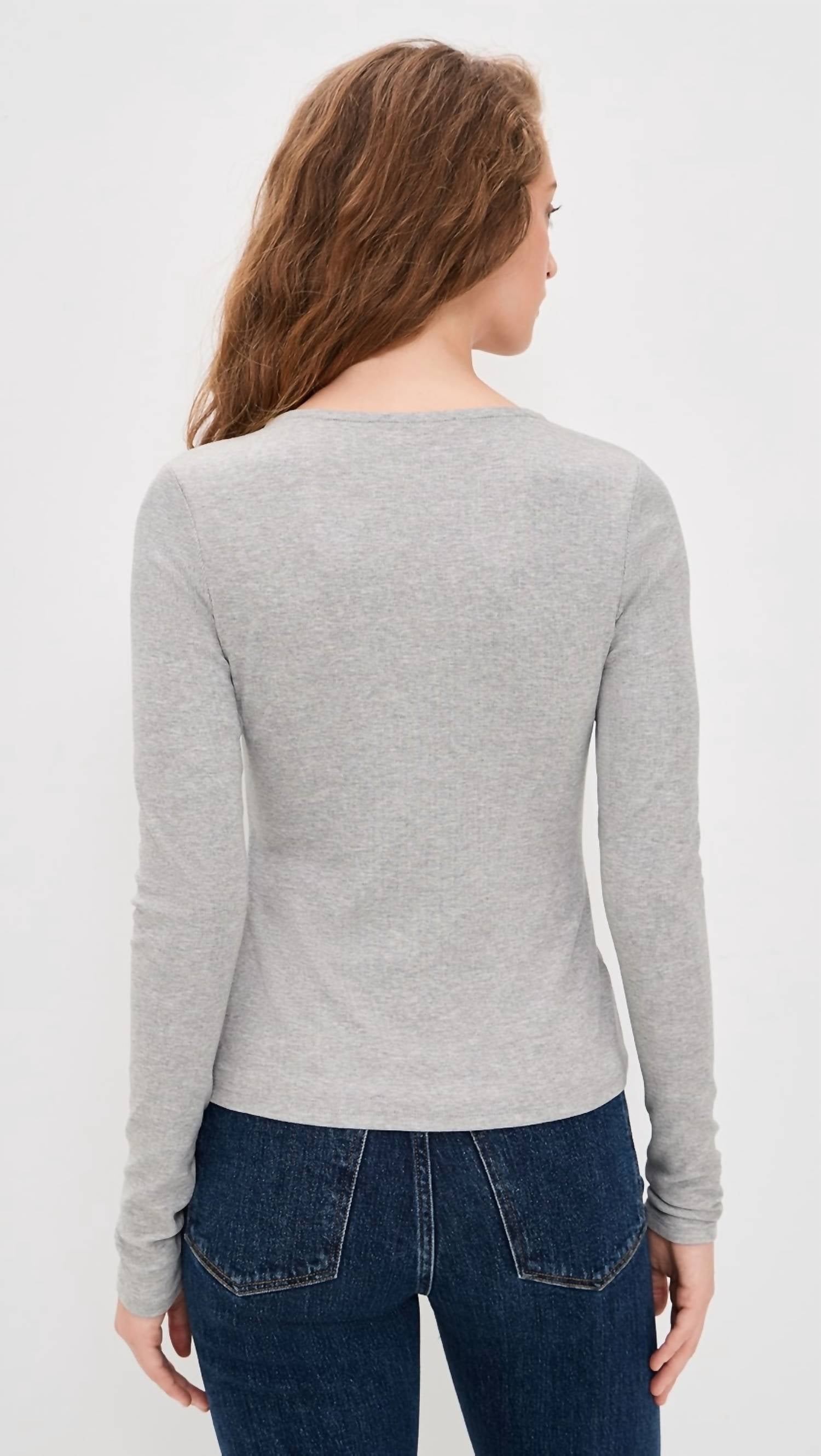 Favorite Daughter Good Luck Long Sleeve Top in grey - women's long sleeve top - detail view