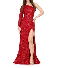 Ashleylauren - One Shoulder Sleeve Prom Dress