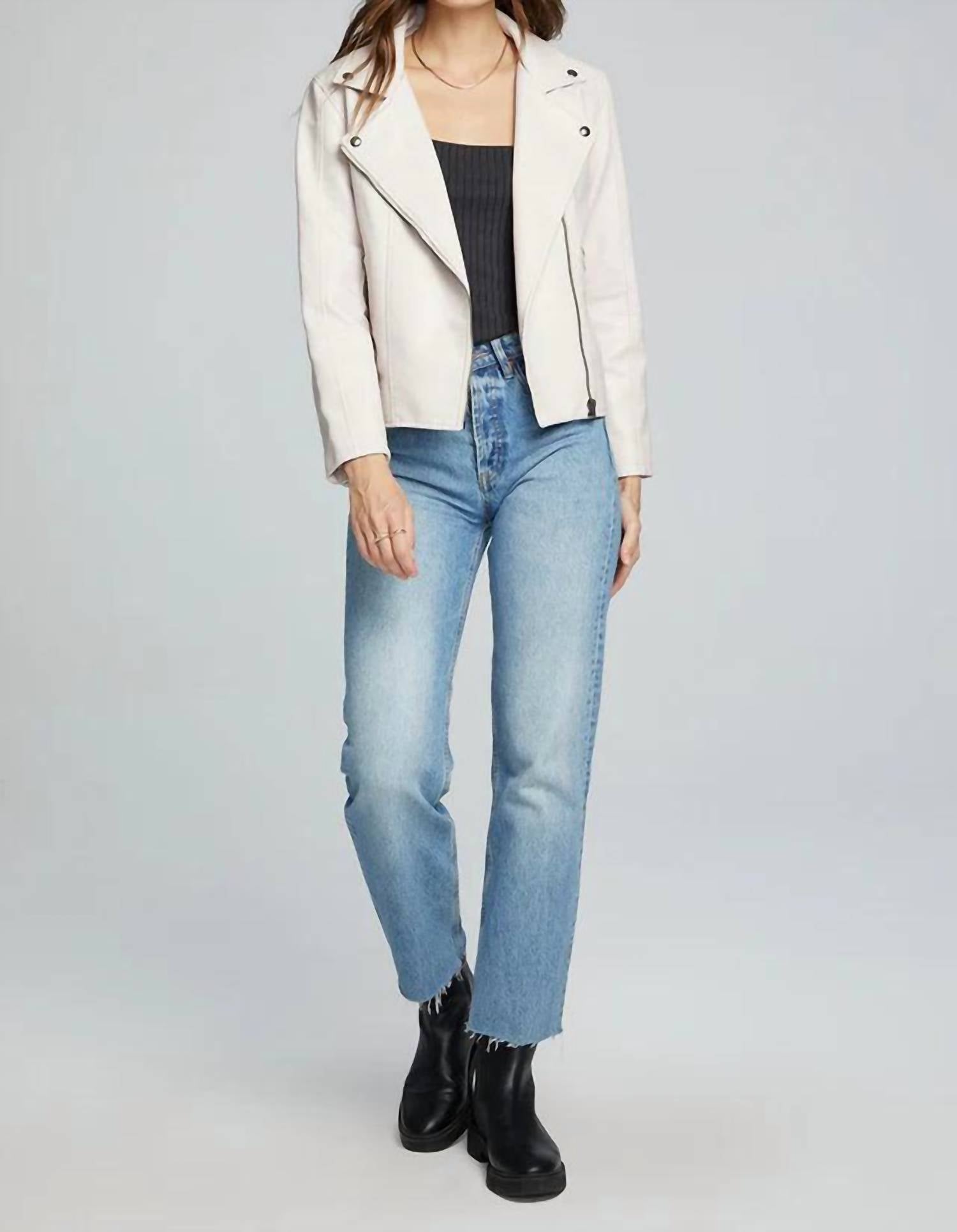 saltwater LUXE Effie Leather Jacket in bone - women's jacket - view 4