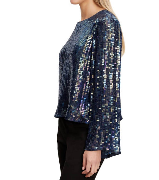 Velvet By Graham & Spencer - Evie Sequin Wide Neck Blouse