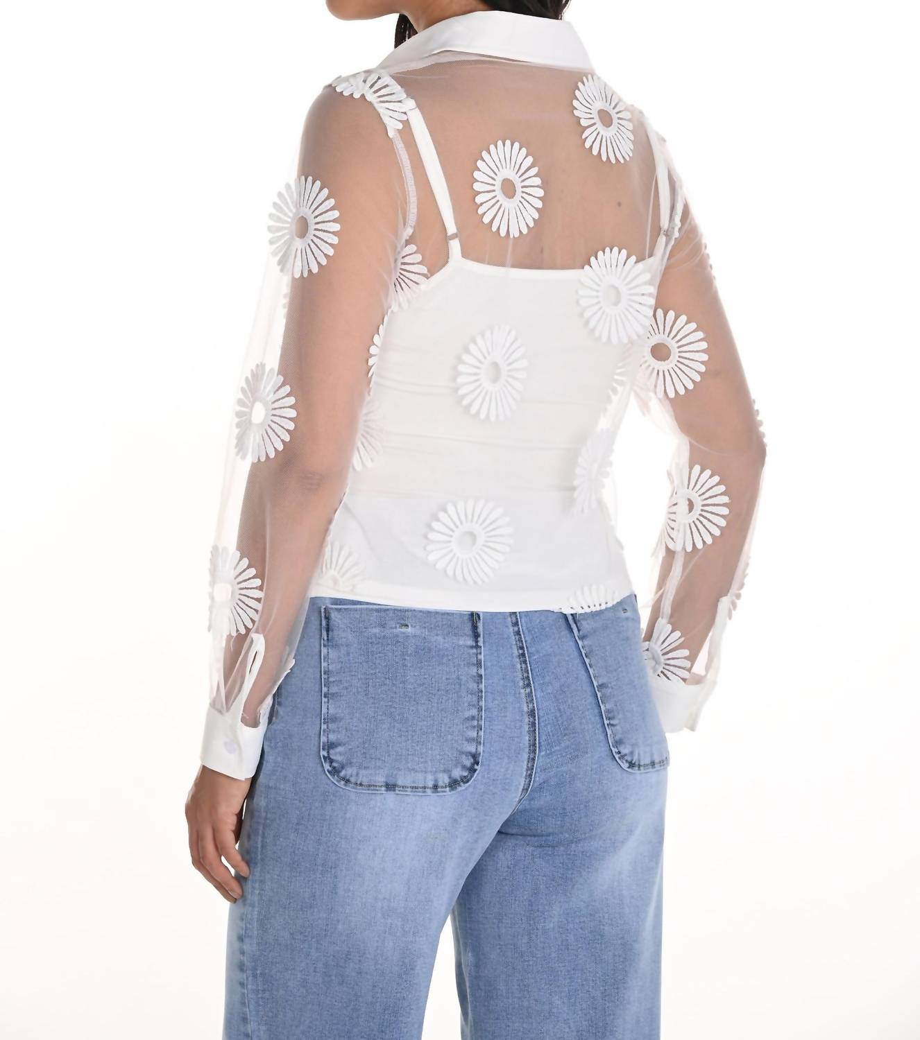 Frank Lyman Kora Knit Top With Cami in off white - women's long sleeve top