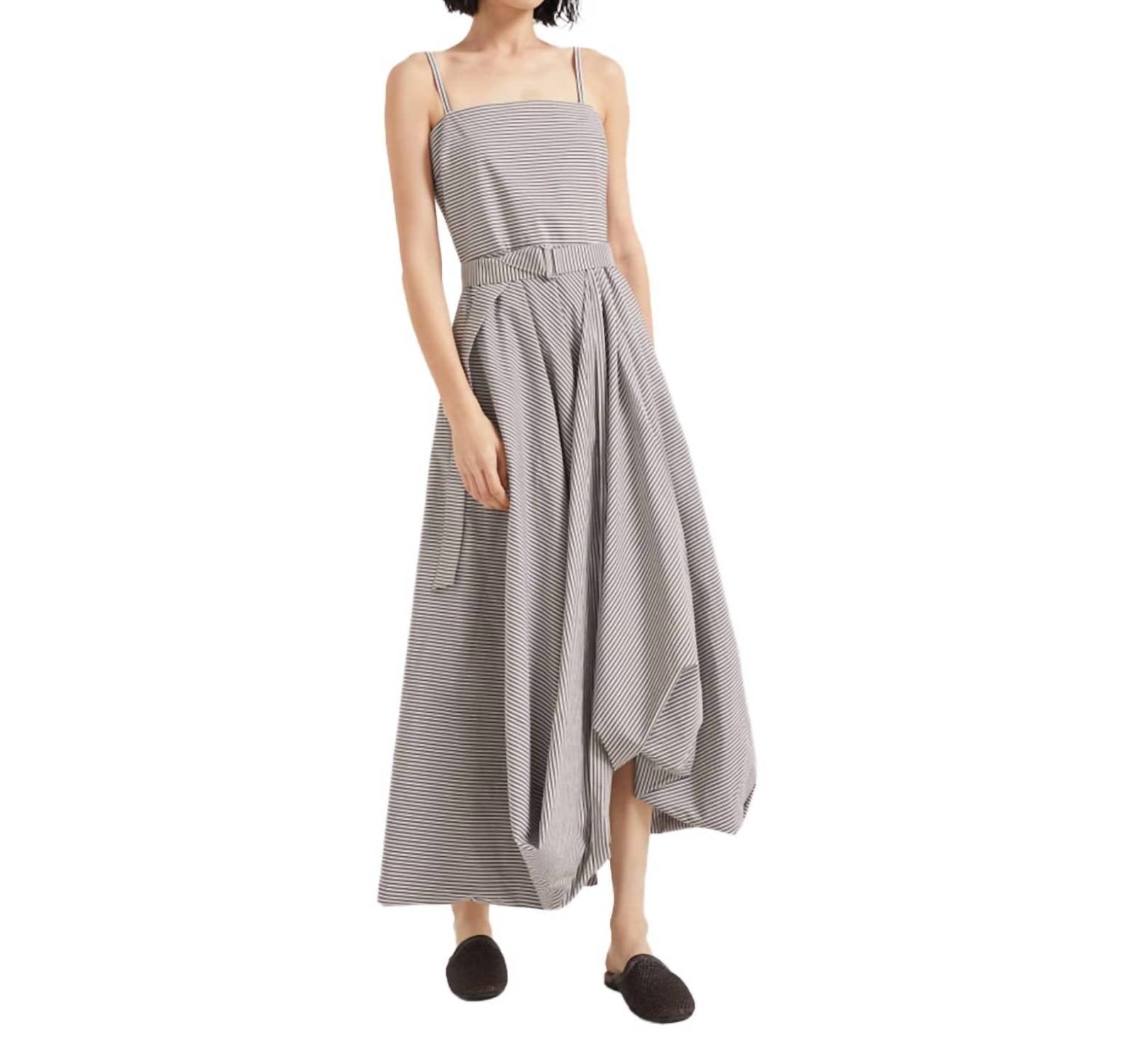 Brunello Cucinelli - Sleeveless Striped Dress With Bubble Hem