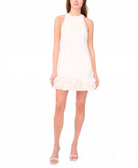 CeCe Sleeveless Ruffled-hem Mini Dress in ivory - women's dress - detail view