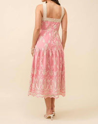 Just Me - Embroidered Midi Dress