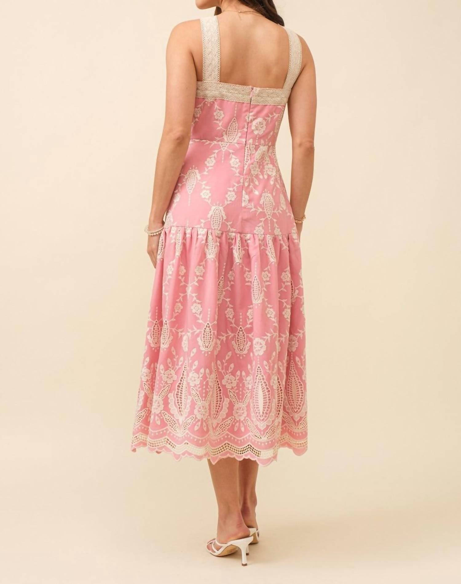 Just Me - Embroidered Midi Dress