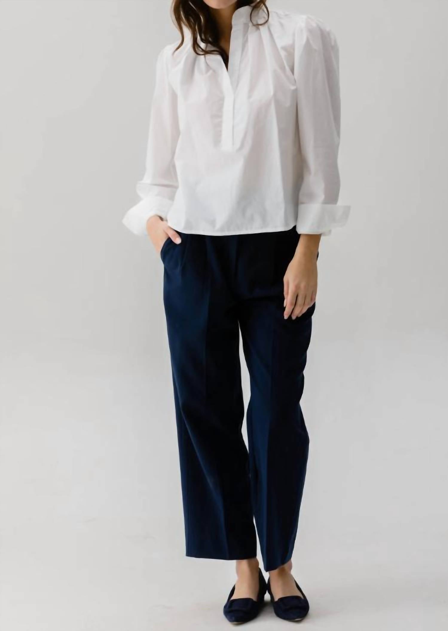 CISSA Puff Shirt in optic white - women's blouse - detail view