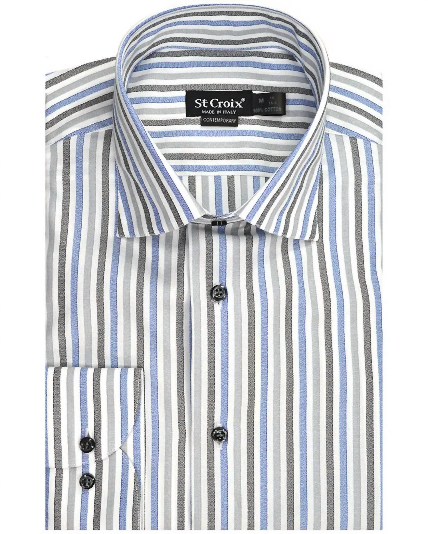 St. Croix - Men's Contemporary Fit Melange Stripe Long Sleeve Woven Shirt