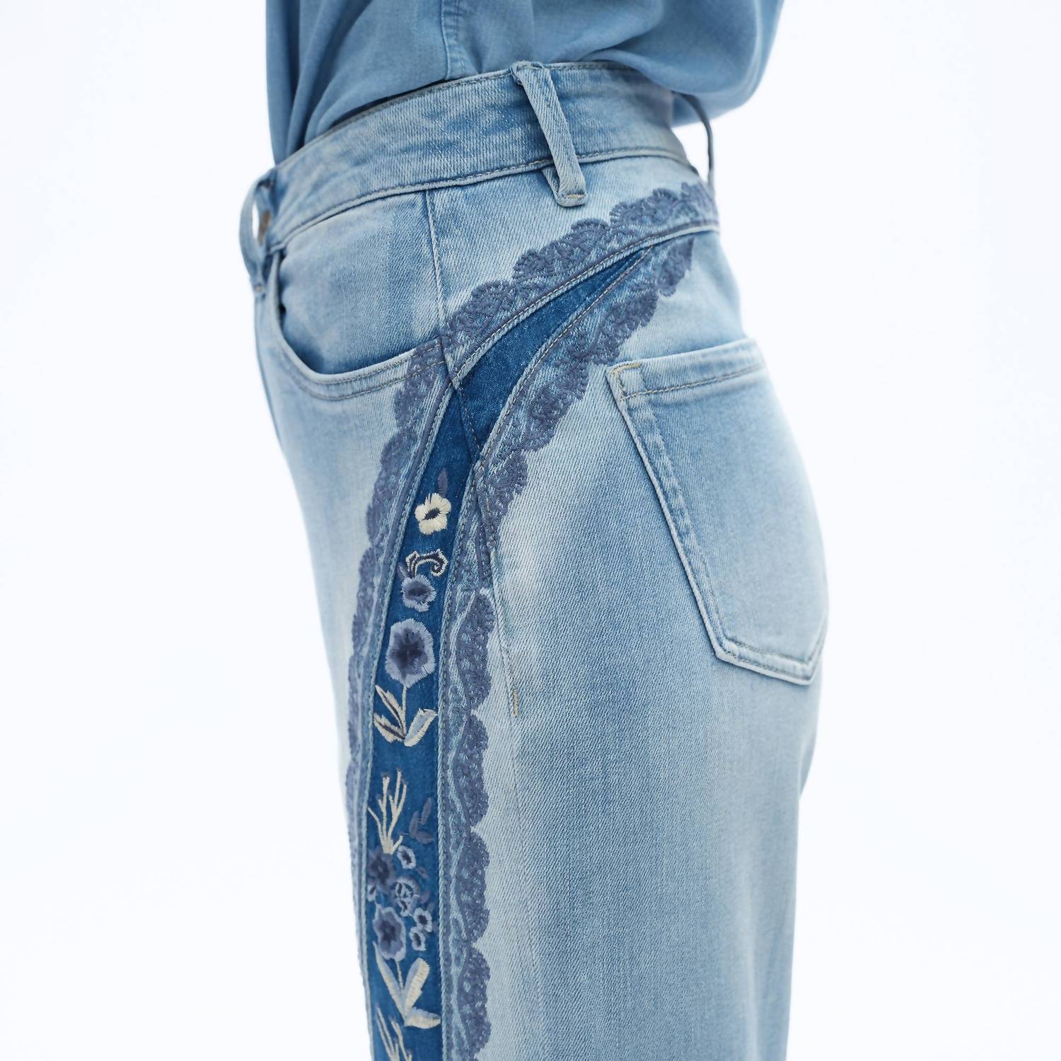 Bayeas - Floral Embroidery Flare Jean
