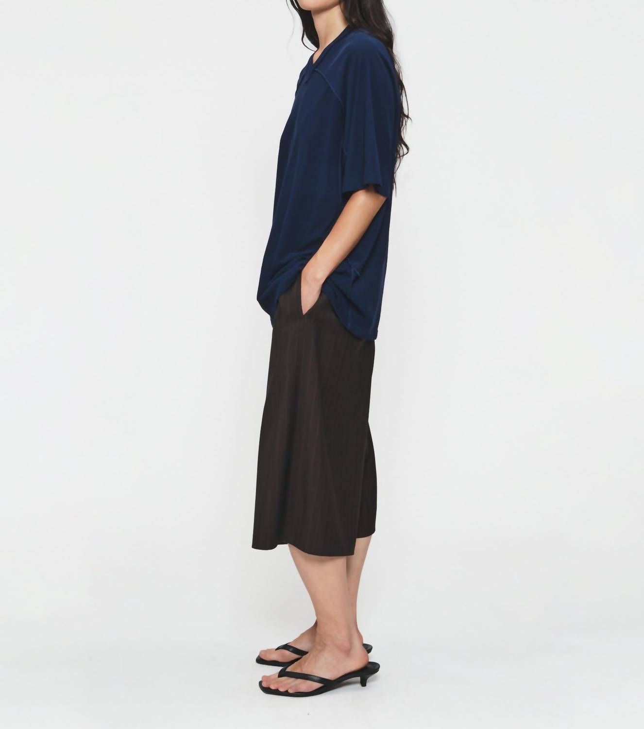 6397 Inside Out V-neck Top in ink - women's shirt - view 6