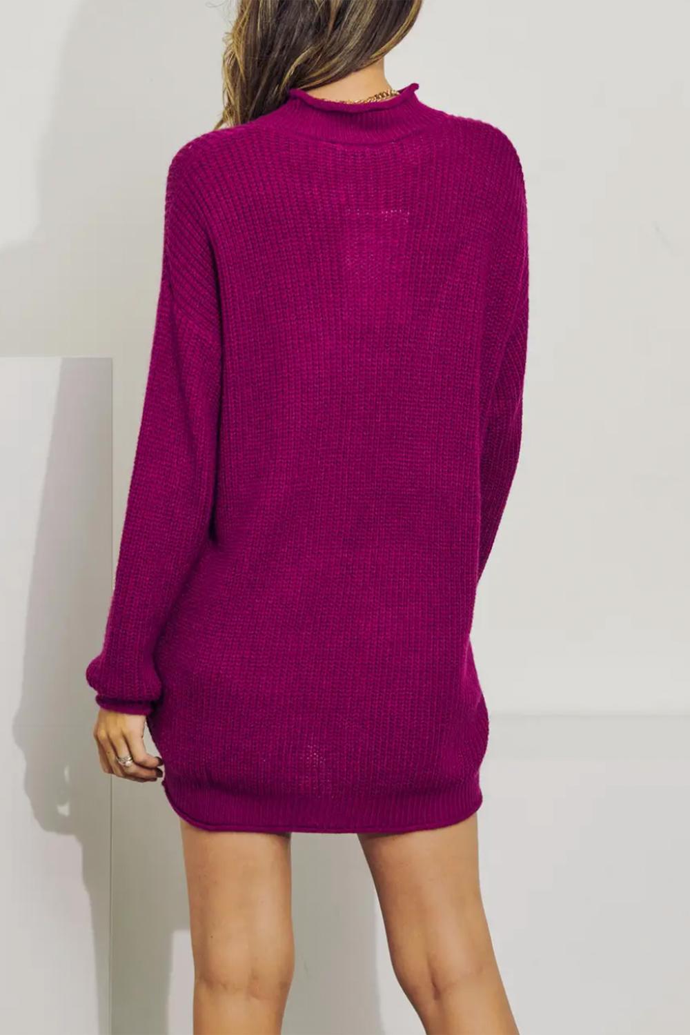 RIBBED-KNIT OVERSIZED TURTLENECK SWEATER