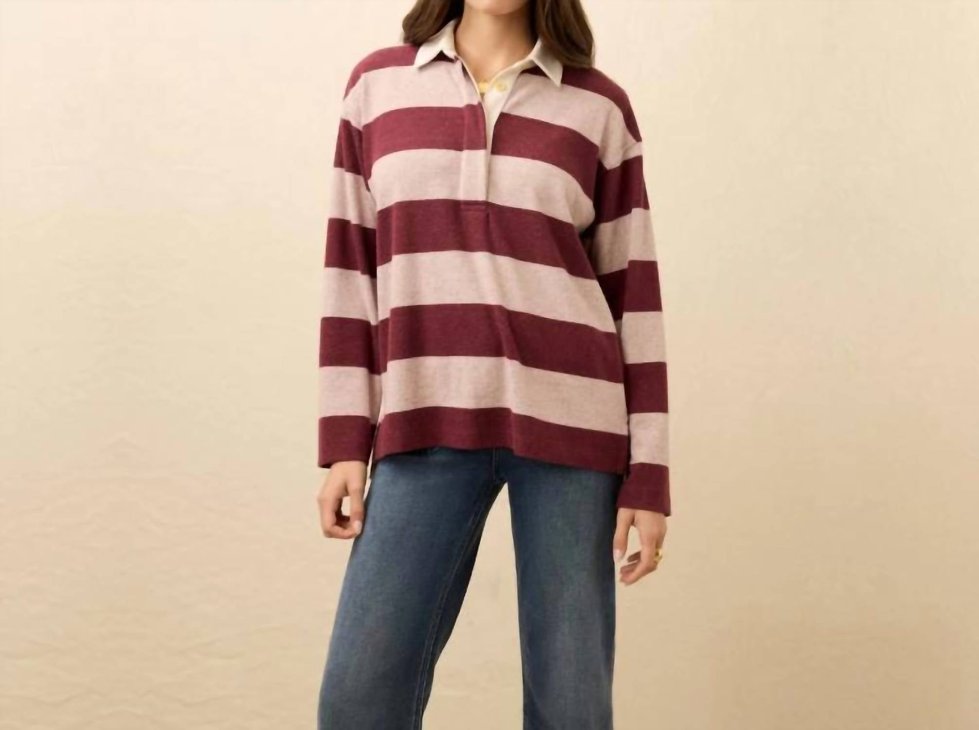 Faherty Women's Legend™ Popover Sweater in deep red rugby - women's sweater