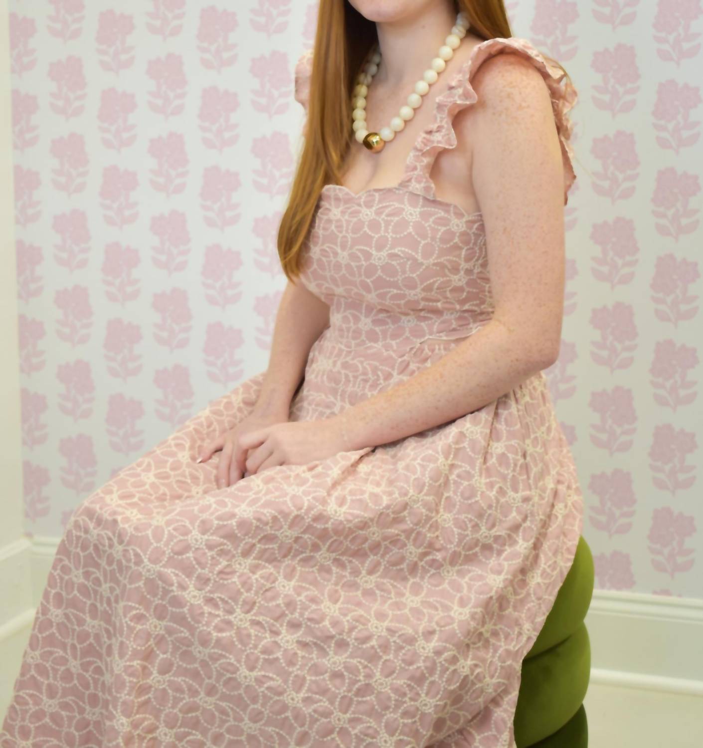 Sofie the Label Fleur Embroidered Midi Dress in blush - women's dress - view 4