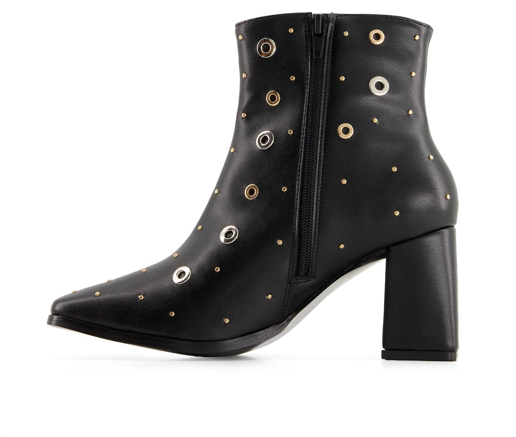 Andrea - Women's Medium Heel Riveted Ankle Booties