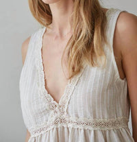 By Together - Striped Plunged V-neck Sleeveless Top