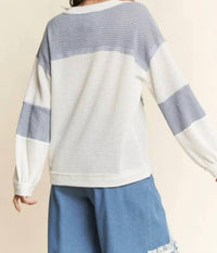 Davi & Dani - Blooming Star Waffle Knit Long Sleeve Top