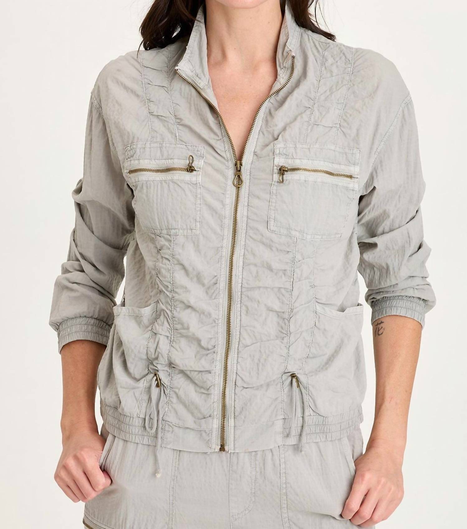 XCVI Amis Cinchable Bomber Jacket in earl grey pigment - women's jacket