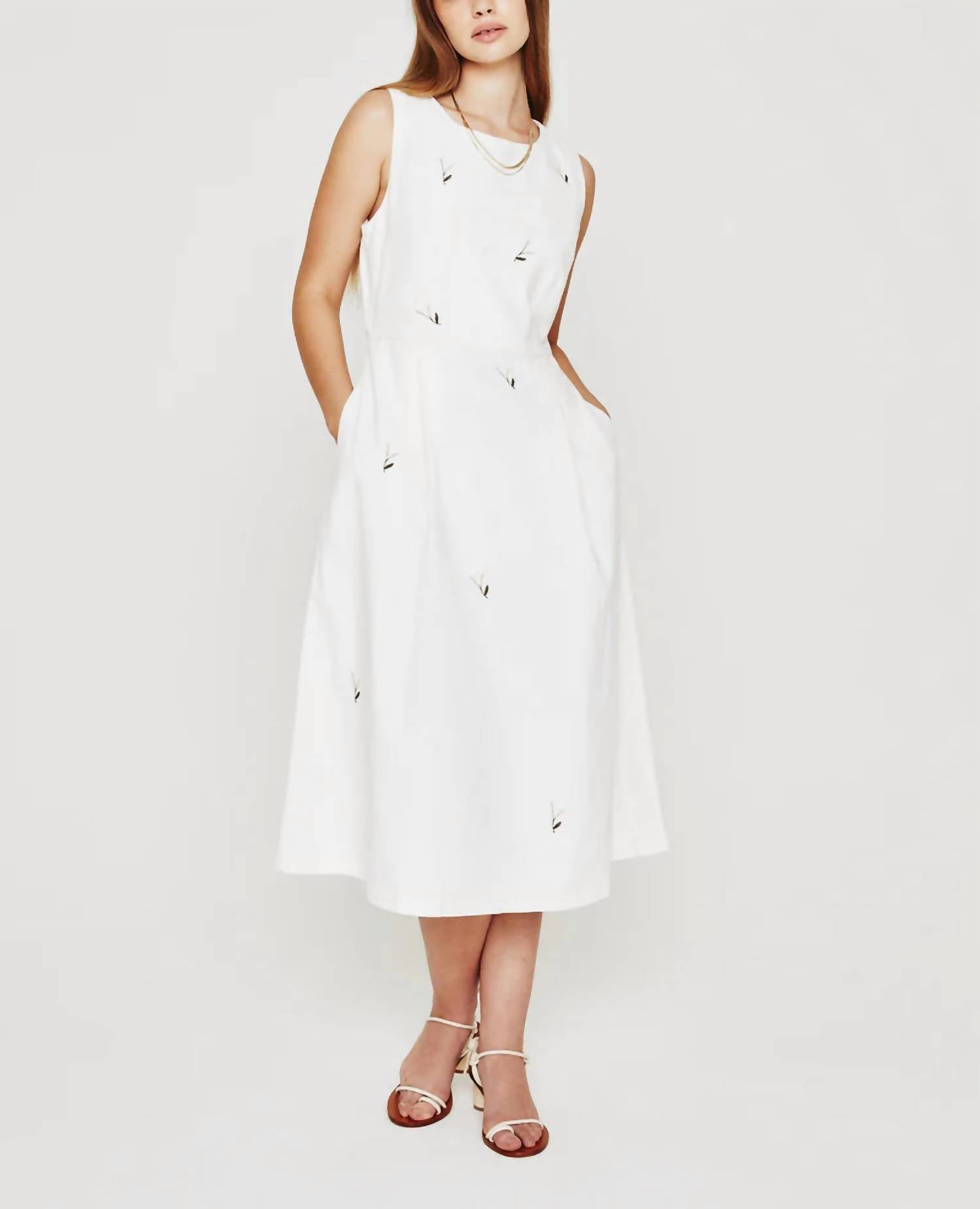 AG Jeans Libby Midi Dress in super bloom white - women's dress