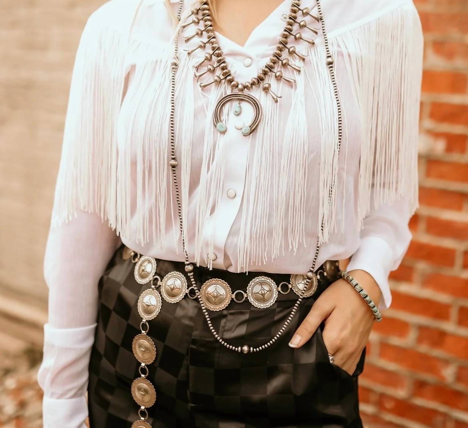 Rock & Roll Denim - Women's Sheer Fringe Button-up