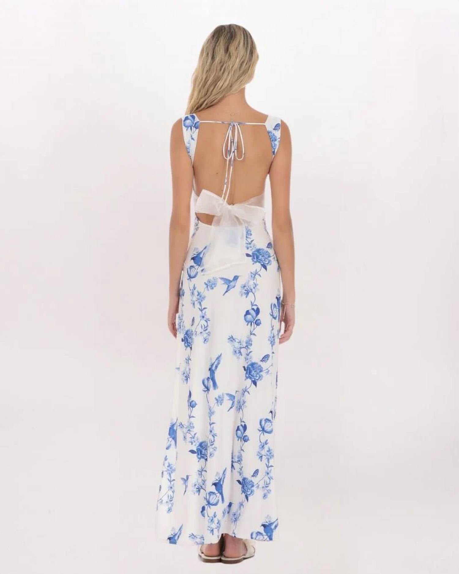 Lucy In The Sky - Floral Open Back Bow Maxi Dress
