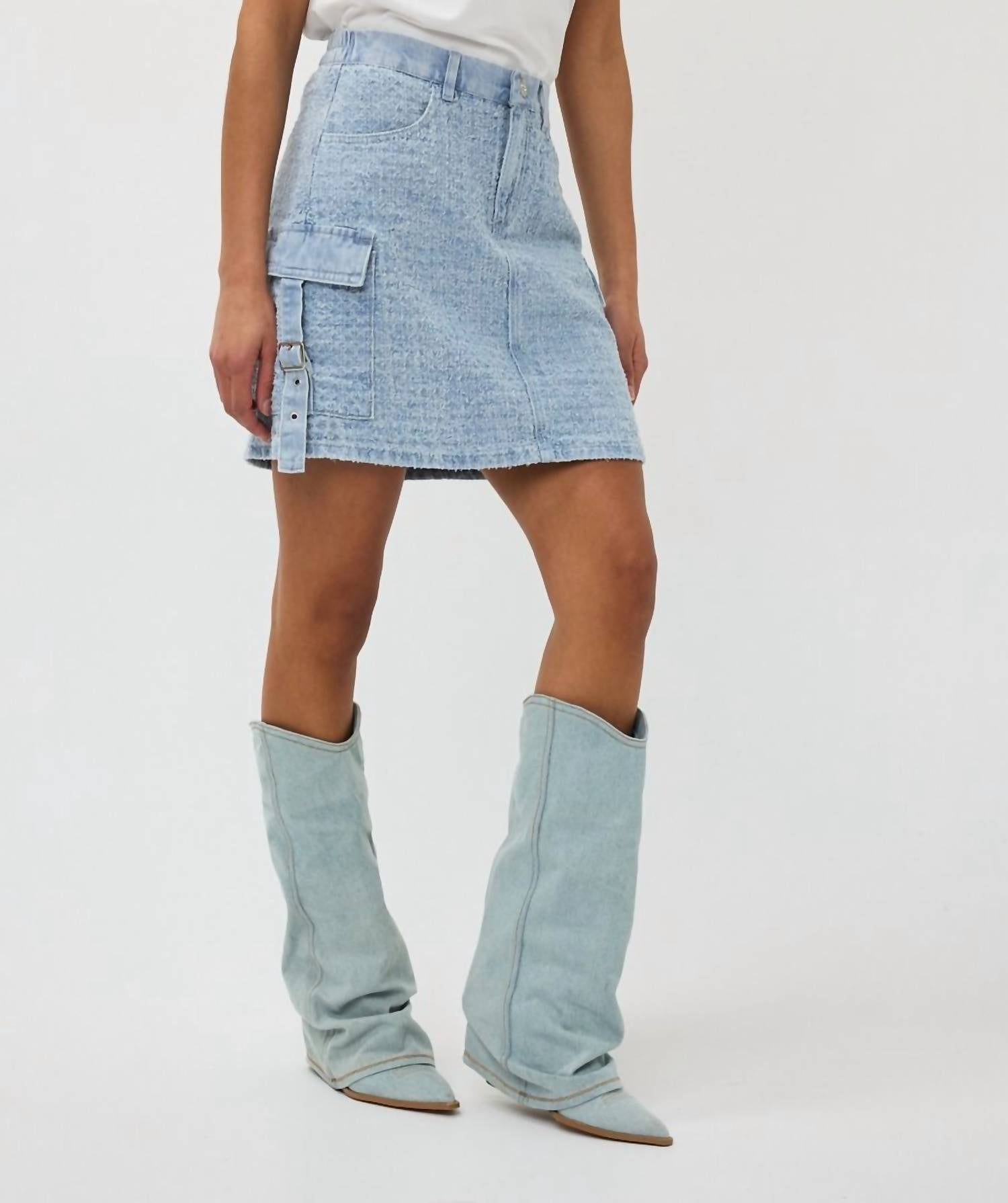 Esqualo - Dania Distressed Jean Skirt