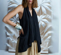 Psophia - Sleeveless Drape Front Crinkle Top