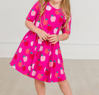 Rufflebutts - Girls Apple of My Eye Short Sleeve Knit Twirl Dress